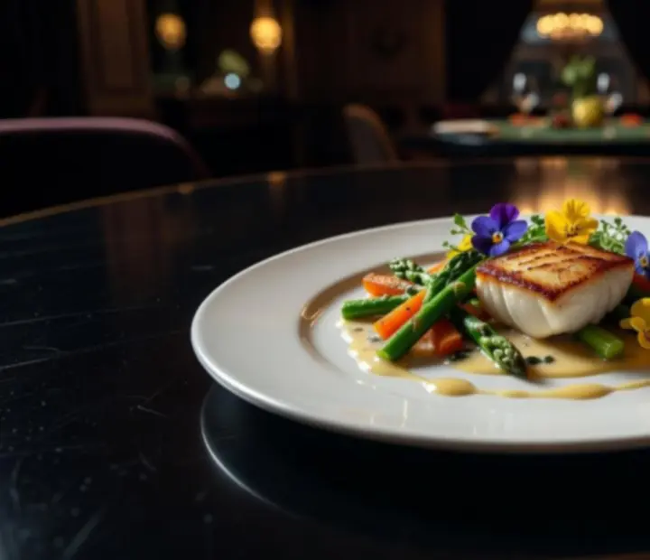 Gourmet vacsora elegáns tálalással és gyertyafénnyel